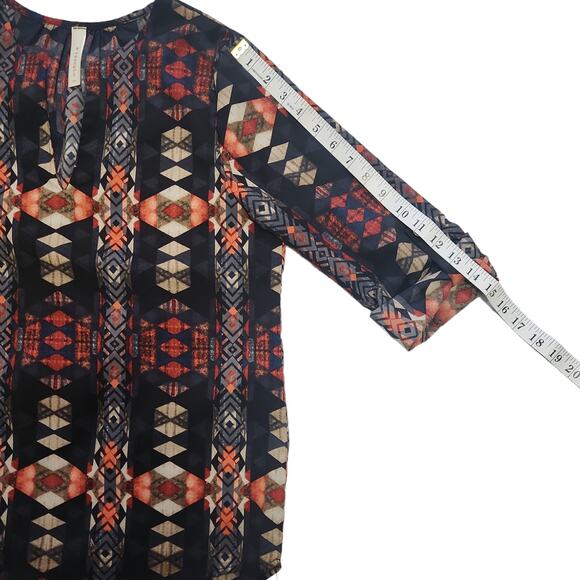Aztec Print TeenPlo Made in USA Top 3/4 Sleeves Small - Picture 7 of 11